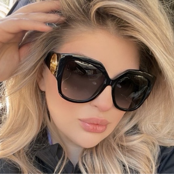 NEW GUCCI GG1407S 001 BLACK GREY WOMEN OVERSIZED SUNGLASSES GUCCI - Picture 10 of 15